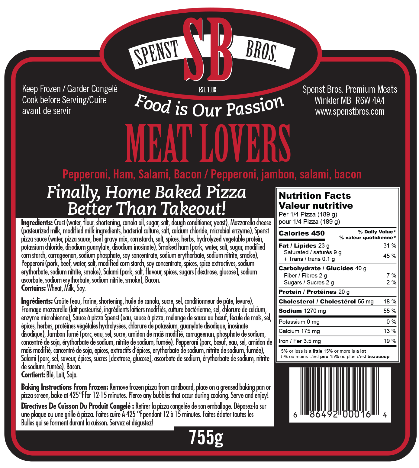 Meat Lovers Pizza Spenst Bros. Premium Meats